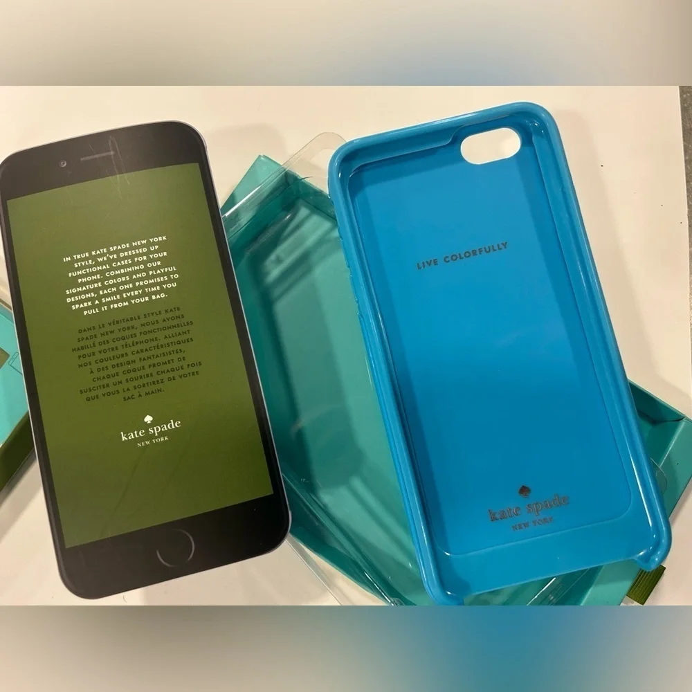 Kate Spade Teal Polka Dot Phone Case and 3 glasses cases